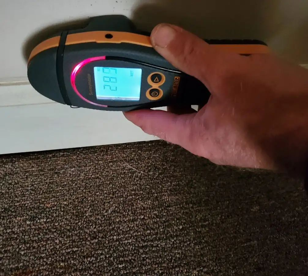 Moisture detection at baseboard during Sewage Cleanup & Sanitation in East Nottingham